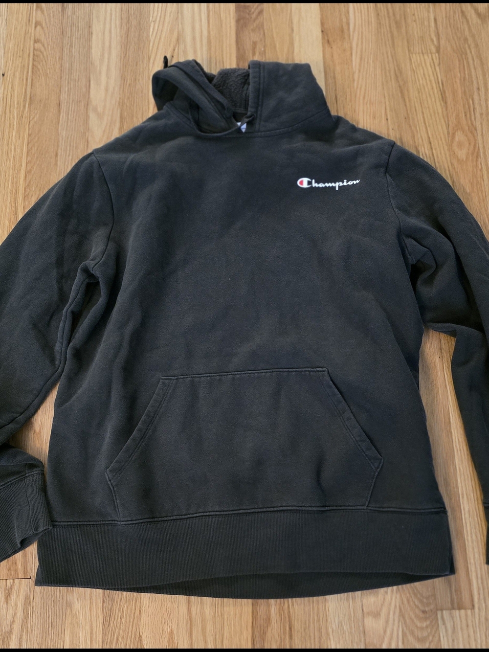 Champion Olive/Dark Green Hoodie with Small White & Red Logo